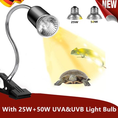 Schildkröten Wärmelampe Reptilien Terrarium Lampe UVA UVB 25+50W Heizlicht Neu