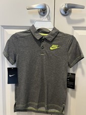 Nike Dri-fit Charcoal Grey Polo Short Sleeve Shirt Youth Boys Size 6 Medium