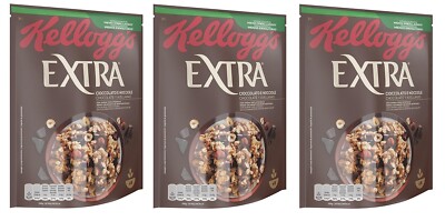 3x Kellogg's Extra Haferflocken mit Schokolade 100% Vollkorn  375g-Packung