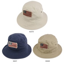 Frayed USA Flag Washed Style Twill Cotton Bucket Hat - FREE SHIPPING