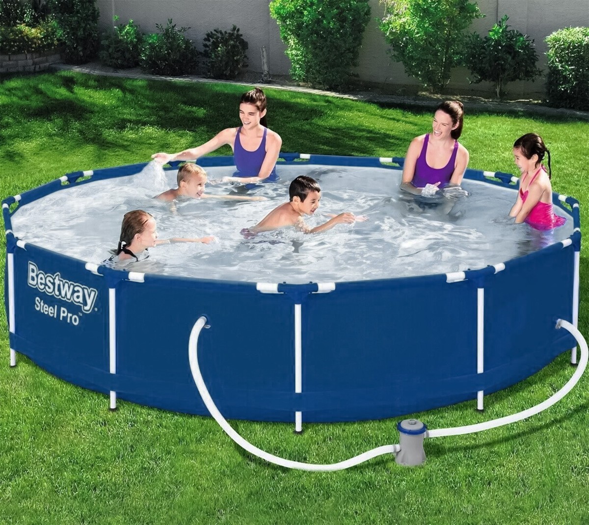 Inflatable Pools Bestway 12ft Quick Up Round Family Pool BESTWAY 12ft  FAMILY STEEL PRO FRAME SWIMMING, image size:1200x1070