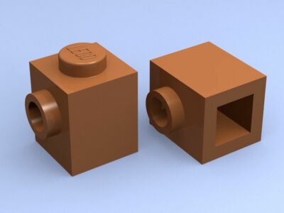 25 x LEGO Dark Orange Brick, Modified 1 x 1 with Stud on 1 Side