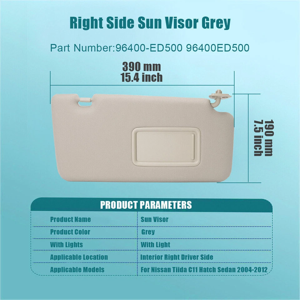 Front Right Sun Visor 96400-ED500 96400ED500 New For Nissan Tiida C11 Hatch - Изображение 3 из 4