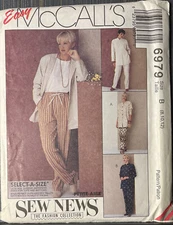MCCALLS PATTERN  6979  TUNICS PANTS   MISSES SIZES 8 10 12  UNCUT FACTORY FOLD