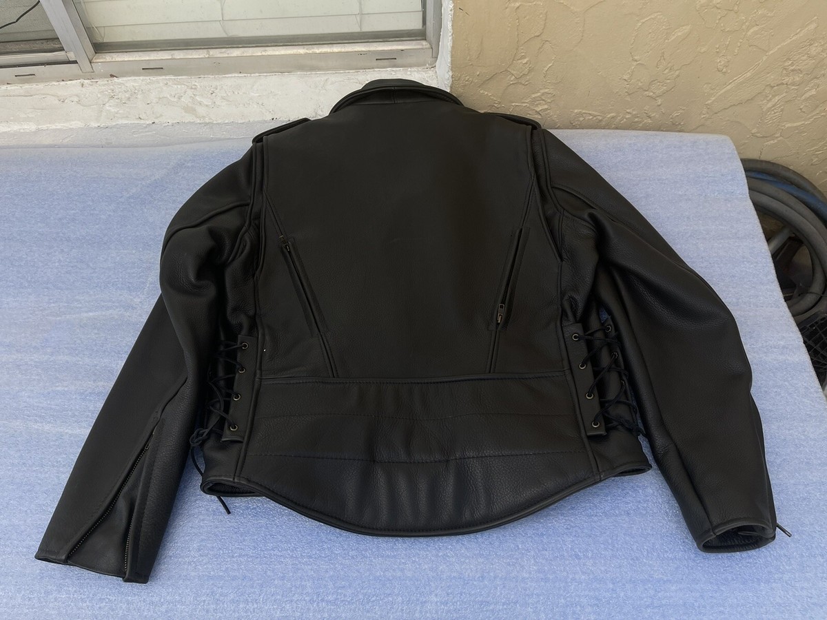 Fox creek motorcycle leather jacket heavy duty mens size L Made