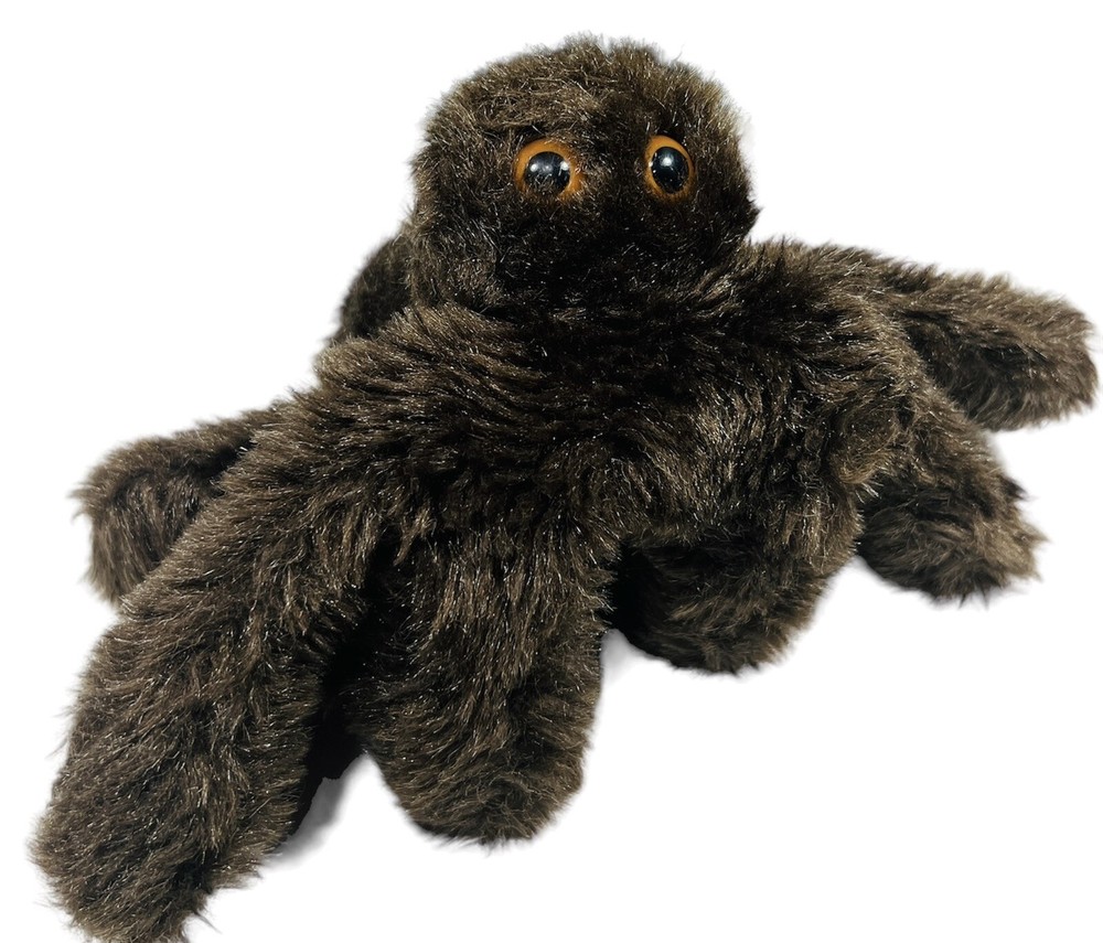 Handmade Hairy Spider Hand Puppet Beady Eyes Brown Plush Clean READ