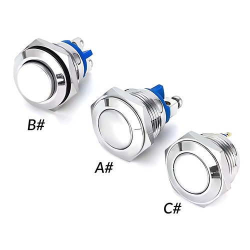 SmartSwitch 12V/24V 7-19mm Steel LED Illuminated ON/OFF POWER Button Switch IP67 - Picture 3 of 30