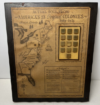 Actual Soil From America's 13 Original Colonies Wooden 12'' Plaque 1587-1776