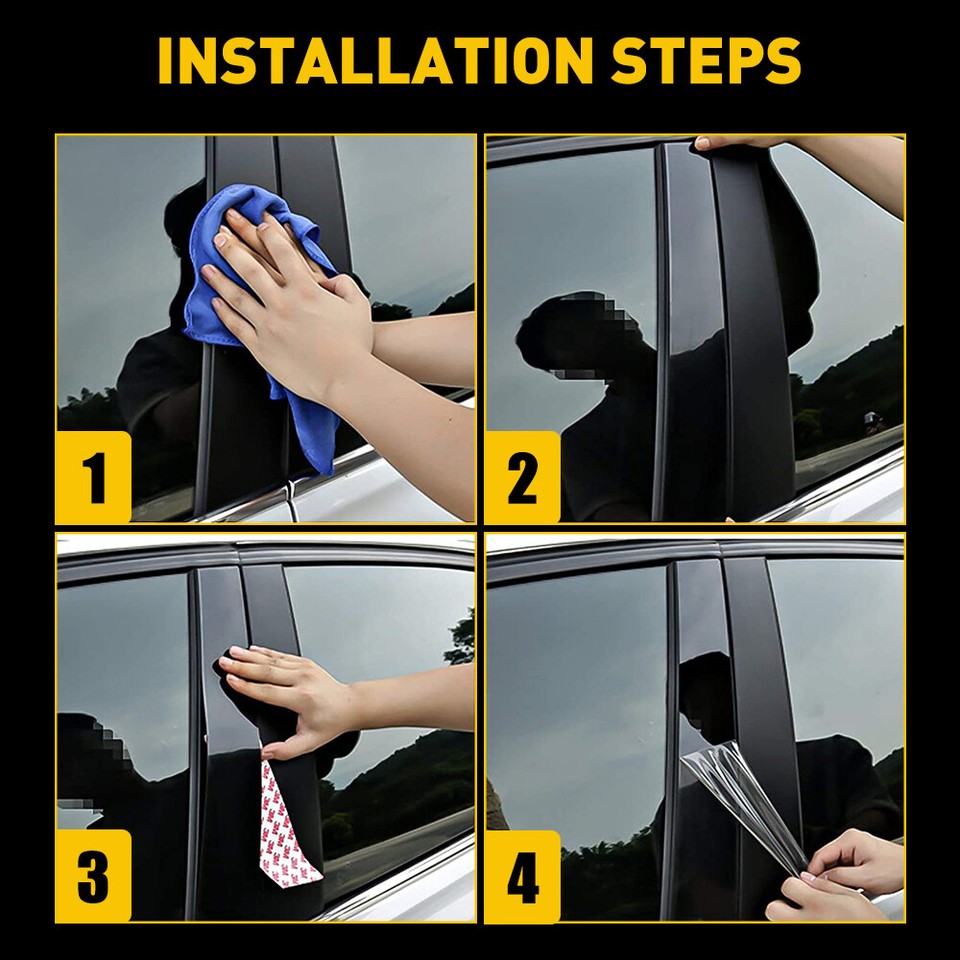 Window Pillar Posts Molding Black Cover Door Trims For 20072021 Toyota