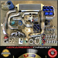 92-00 Civic EG EK/EJ DelSol Sohc D15 D16 Bolt-On Turbo Kit T3/T4 KEEP AC PW BLUE