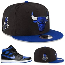 New Era Chicago Bulls Snapback Hat Match Air Jordan 1 Retro Mid Hyper Royal Cap