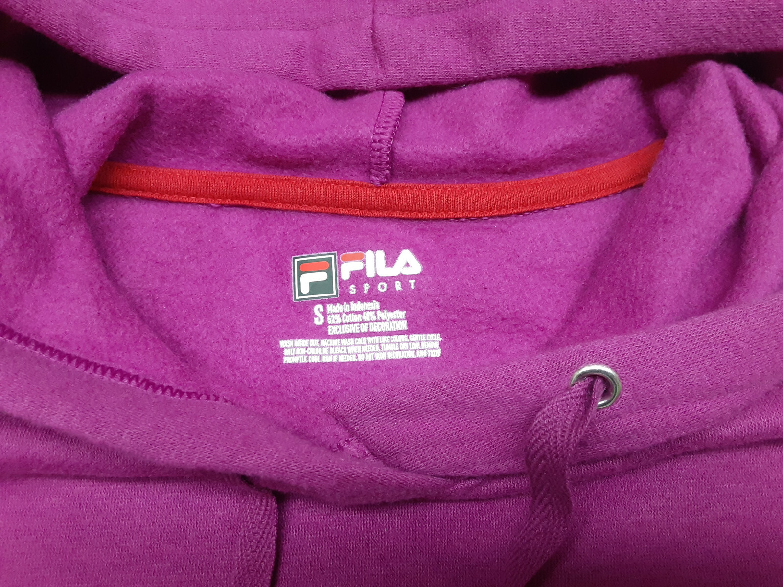 FILA SPORT Giacca donna manica lunga con cappuccio viola con logo e tasche taglia S