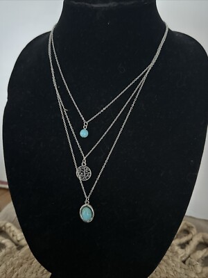 J CREW Multi Layered Turquoise Tree of Life Charm Necklace Bid 4 CHARITY  296