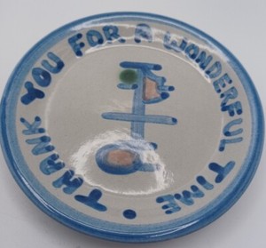 M A Hadley THANK YOU FOR A WONDERFUL TIME Music Note Coaster Trinket Dish 4"