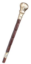 Vintage Antique Gold Filled Top Partridge Wood Swagger Knob Walking Stick Cane