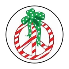 48 Christmas peace sign !!  ENVELOPE SEALS LABELS STICKERS 1.2" ROUND