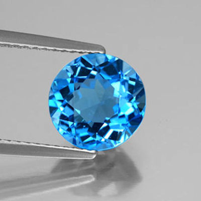 Genuine Natural Bright Swiss Blue Topaz Round Faceted Loose Stones (1mm - 10mm)