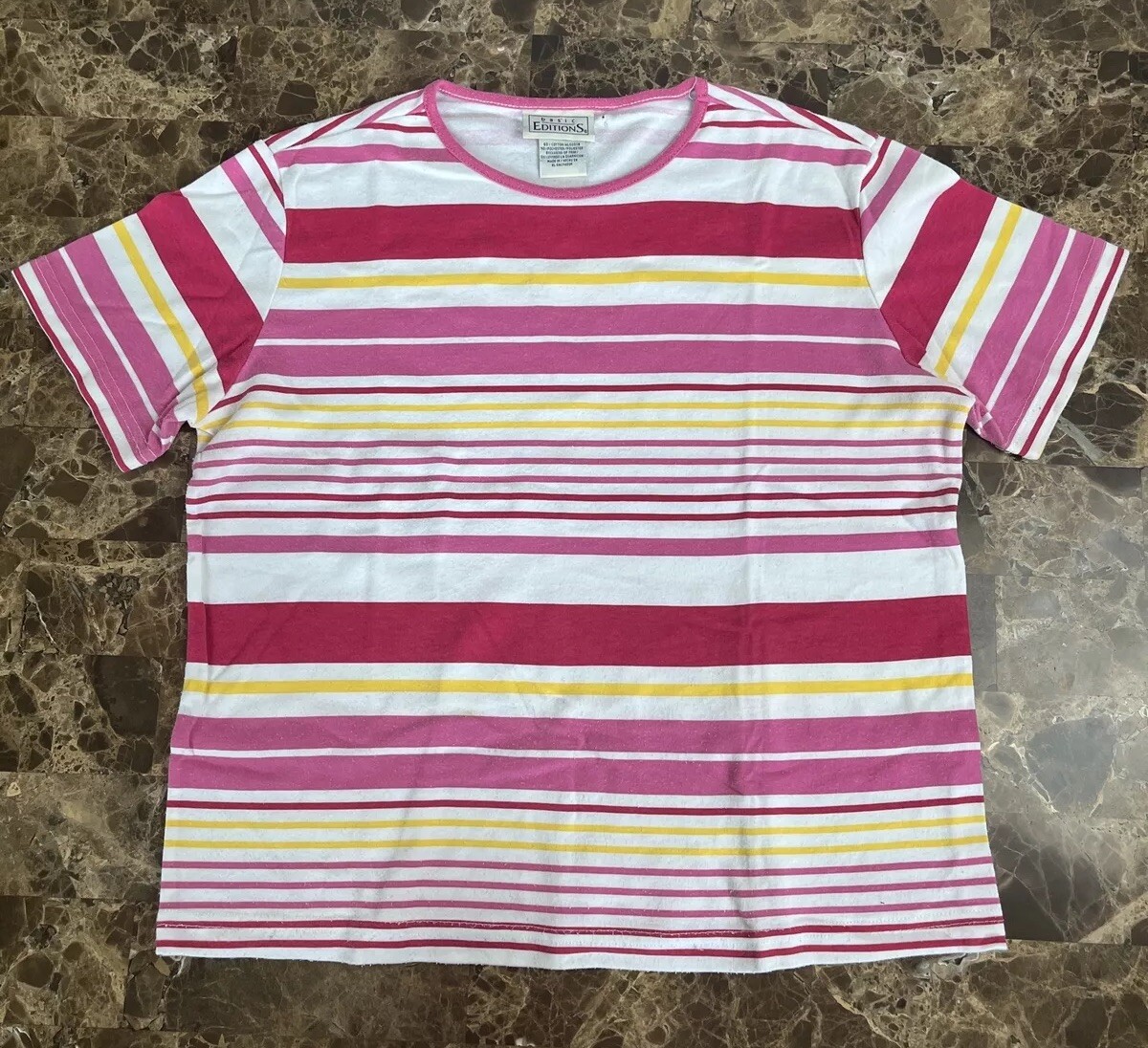 Vintage 90s Basic Editions Striped T Shirt. Size M Boxy Vintage 90s Basic Editions Striped T Shirt. Size M Boxy
