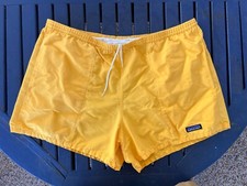 Vintage 90s Mens PATAGONIA Yellow Lined Baggies Swim Trunks Shorts XL USA Made