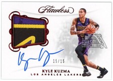 Kyle Kuzma 2018-19 Panini Flawless Ruby Game-Used Patch Auto Card #PA-KKZ 15/15