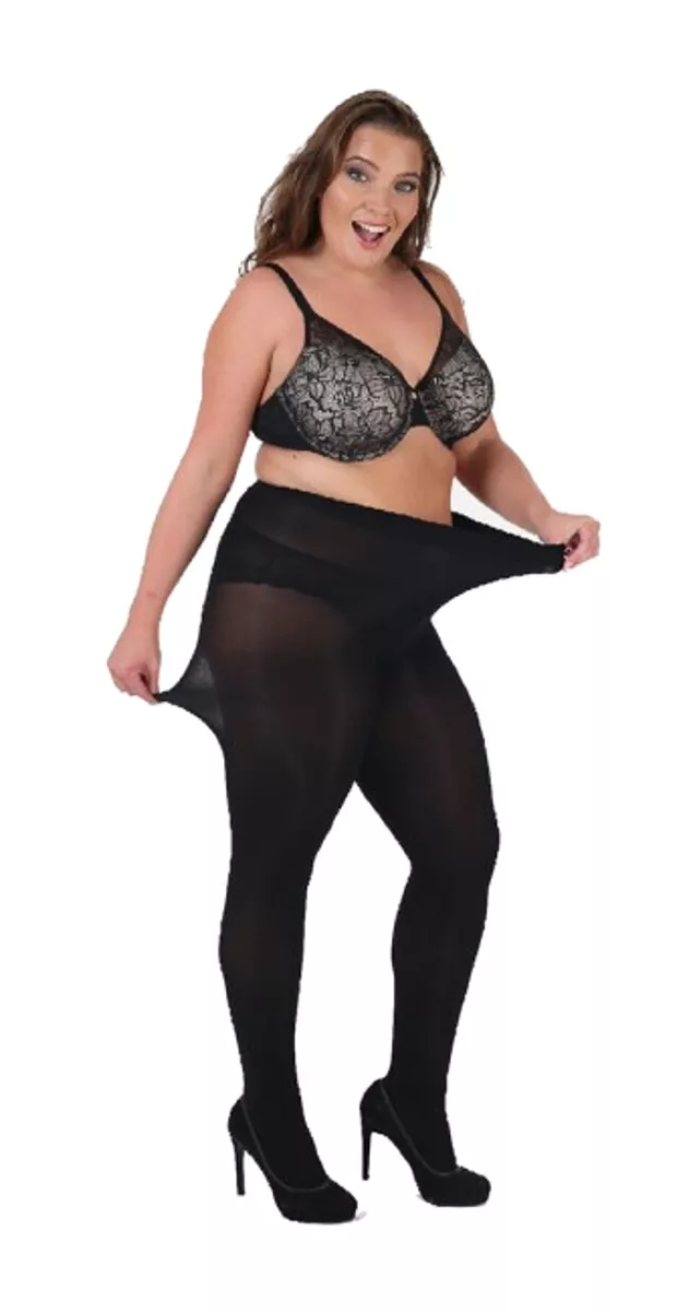 90 Denier Curvy Super Stretch Tights (Black) by Pamela Mann | Plus Sizes