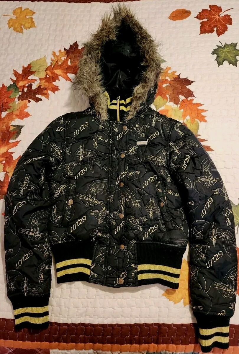 Lot 29 Looney Tunes Puffer Jacket Tweety Sylvester Black