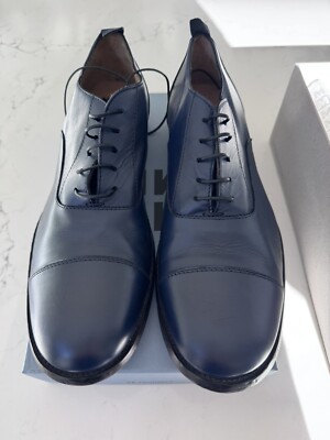 New MOMA Blue Leather Lace Up Dress Shoes - Handmade in Italy Size 13 ( Euro 46)