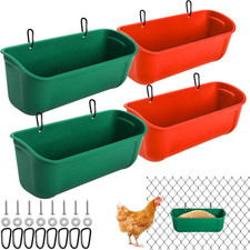 4 Pack Hanging Duck Feeder, Chicken Fence Feed Trough with Clips, Poultry Livest