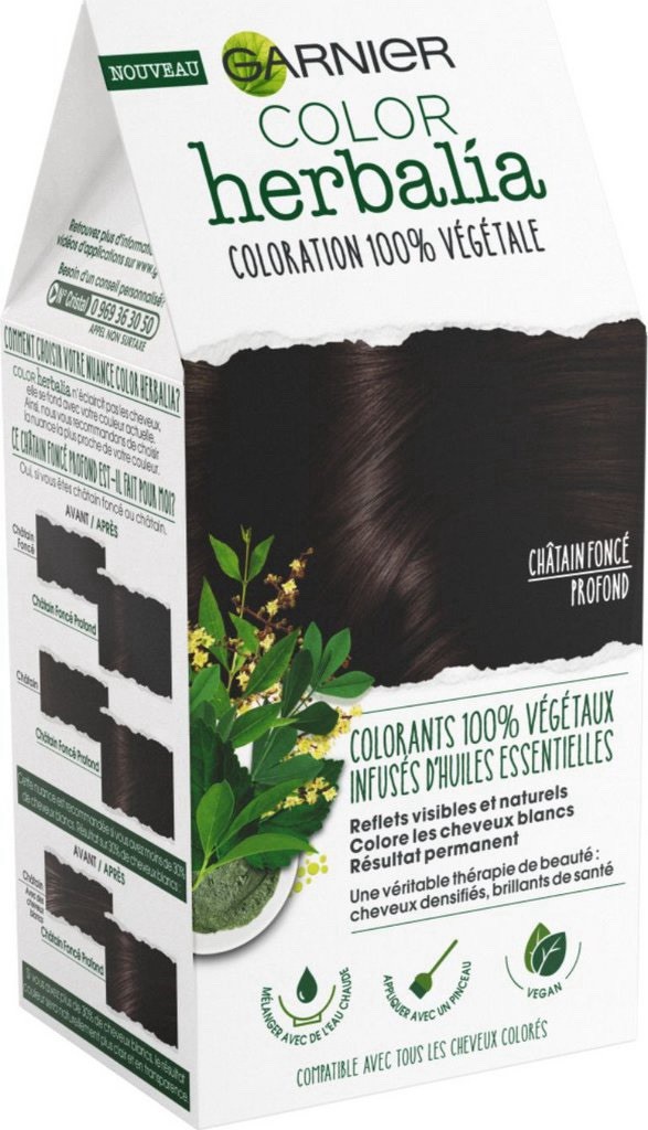 Coloration végétale Garnier Herbalia châtain foncé profond pour cheveux bruns