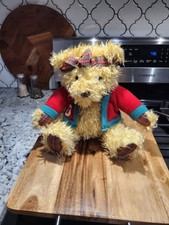 Hallmark Plush Toy Merrily Teddy Christmas Bear Snowman Sweater Flannel Ribbon