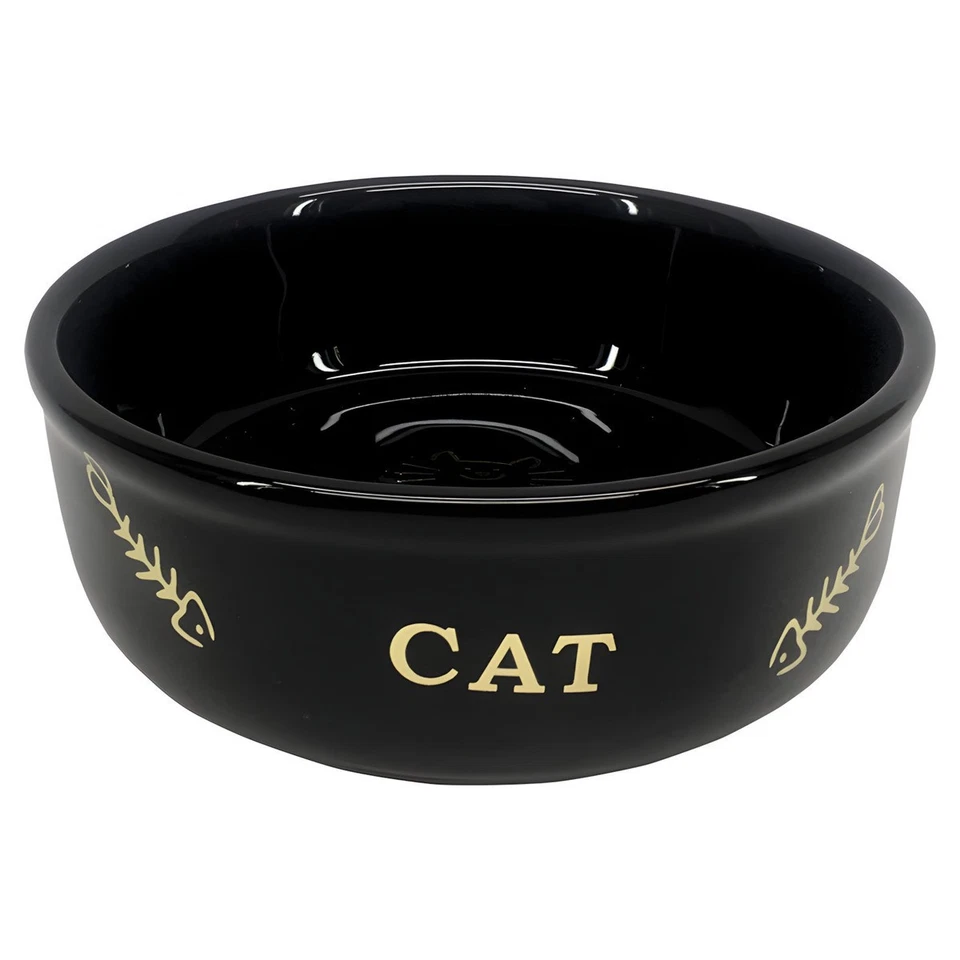 Nobby Katzen Keramik Schale Golden Cat schwarz Ø13,5cm Goldfisch-Muster - Bild 1 von 1