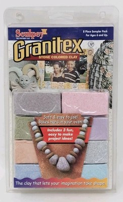 Sculpey III Granitex Polymer Clay Set of 8-1 oz STONE Colors Vintage NOS 2000