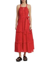 AMAZING CHUFY HUANCAYO RED HALTER NECK TIERED MAXI DRESS M-L 12-16 £890 RIXO