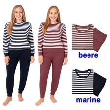 Frottee Damen Schlafanzug Nachtwäsche Pyjama Frieda Baumwolle warm S M L XL*****