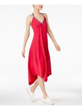 CYNTHIA ROWLEY Womens Pink Tie Sleeveless V Neck Below The Knee Shift Dress S