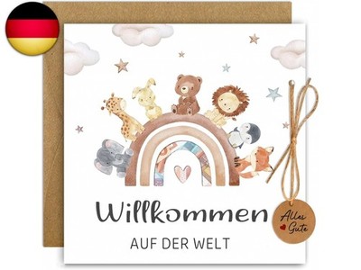 O'meFun Karte Geburt Geldgeschenk Geburt mit Umschlag, Karte Geschenke zur