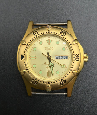 RUNNING Vintage Bulova Marine Star Diver Day Date Watch 92D63 HEAD ONLY New Batt