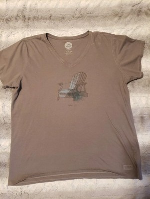 Life Is Good Vintage Grey Crew Beach Chair ''Simplify'' Graphic Tshirt