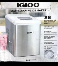 IGLOO Nugget Ice Maker 26 lbs Self Cleaning - 2 Qt White/ Stainless Steel