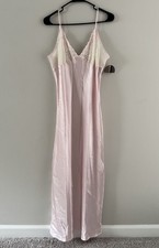 Valerie Stevens Light Pink Lace Satin Maxi Slip Dress Size Large