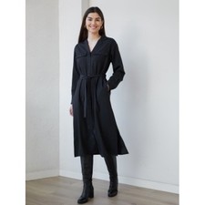 UNIQLO UV Protection Long Sleeve Women Shirt Dress SZ XS Black Minimalist Modern