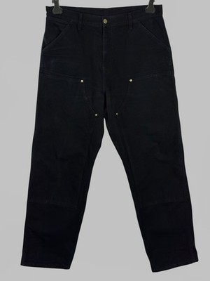 CARHARTT WIP VINTAGE CARPENTER FADED BLACK DOUBLE KNEE PANTS SIZE L