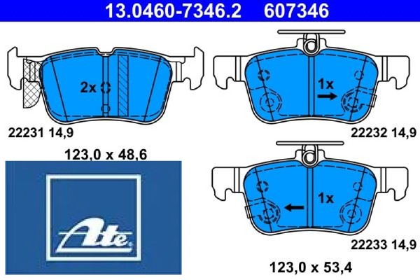 ATE 13.0460-7346.2 Bremsbelagsatz FüR Scheibenbremse Bremsbelagsatz-image