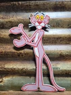 VINTAGE PINK PANTHER PORCELAIN SIGN OLD CARTOON CHARACTER DIECUT 13"