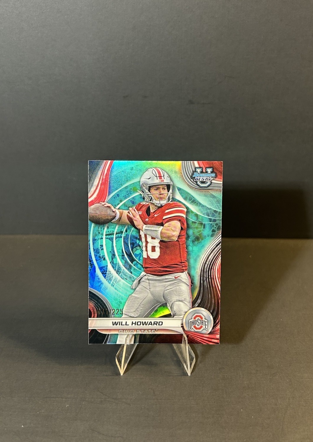 2024 Bowman Best U Will Howard #68 Ohio State University Aqua Refractor #'D /225