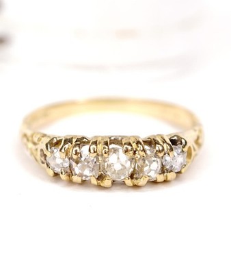 Antiker britischer  Ring 750/000 Gelbgold  ca. 0.40ct Diamanten um 1900 B4439