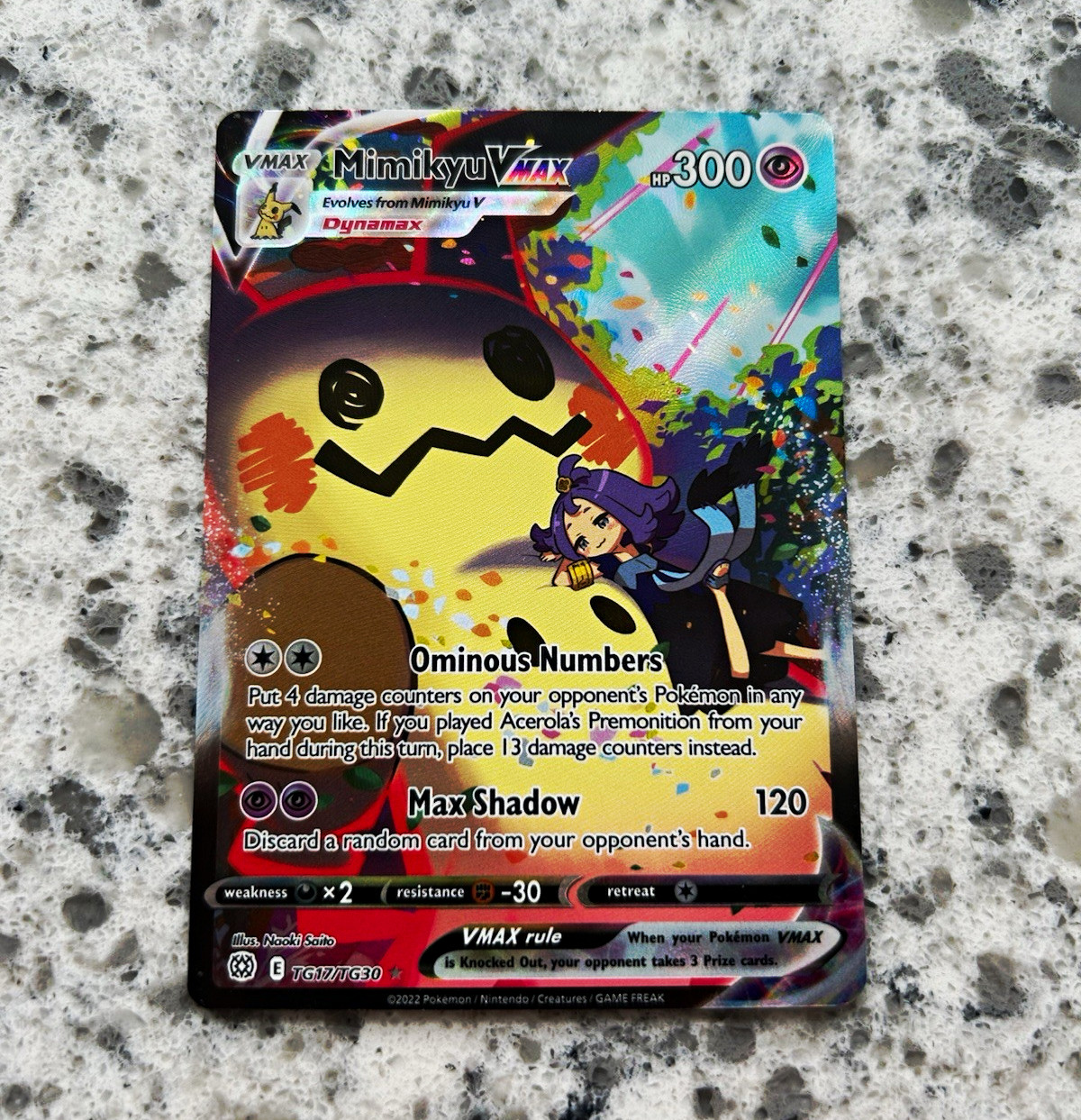 Mimikyu VMAX TG17/TG30 Trainer Gallery Brilliant Stars Full Art Holo EN 2022