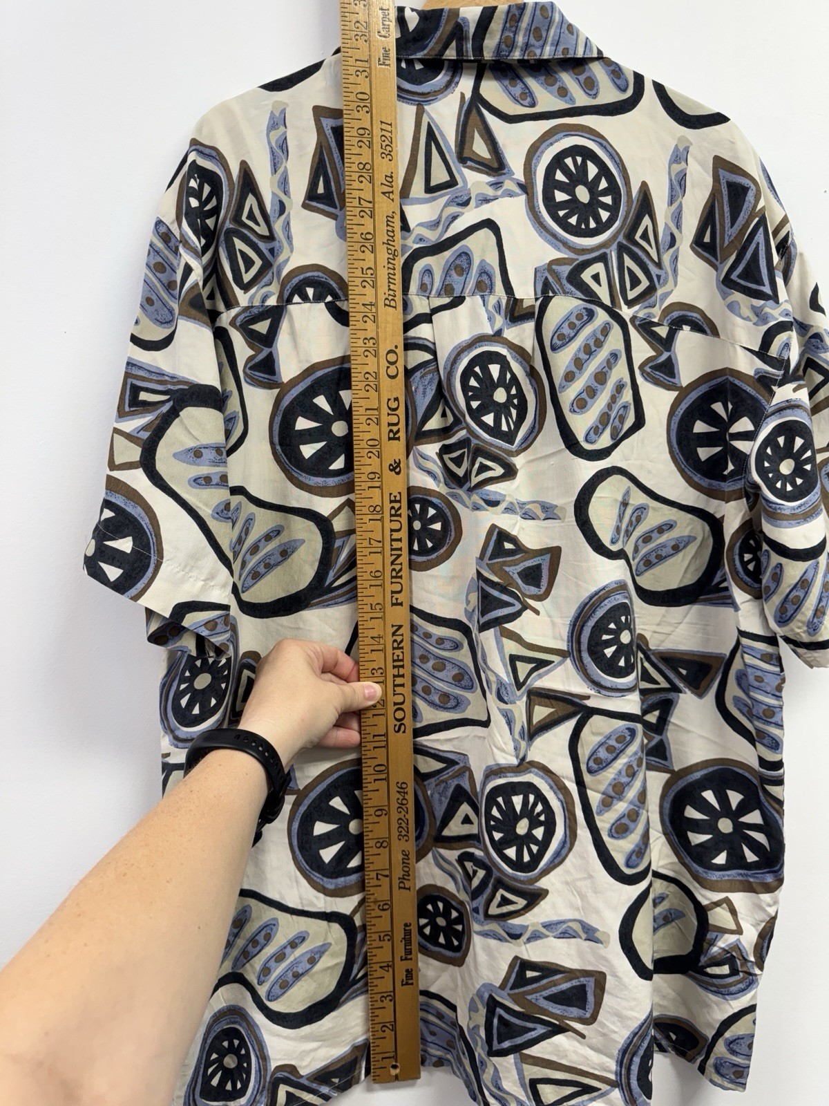 Basic Elements 100% Silk Button Up Geometric Shap… - image 7