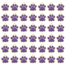 50 Pcs Purple/Gold Enamel Paw Print Charm Glitter Powder Paw Print Charm