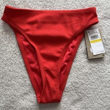 NWT Nike Swim Bikini Bottom Swimsuit Move To Zero Womens Small Textured Red
